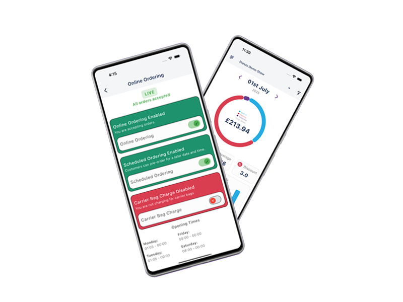 Manager using mobile app to monitor restaurant operations