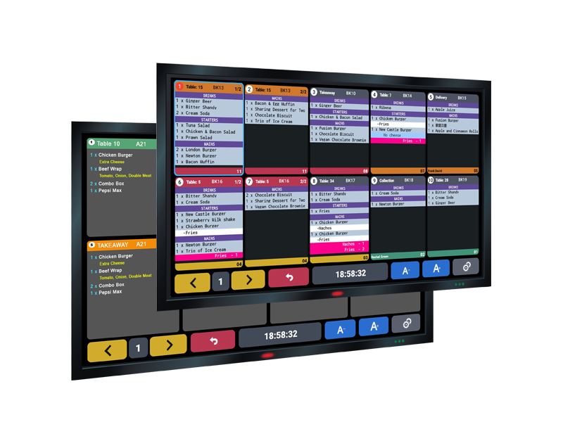 Kitchen display system showing digital orders