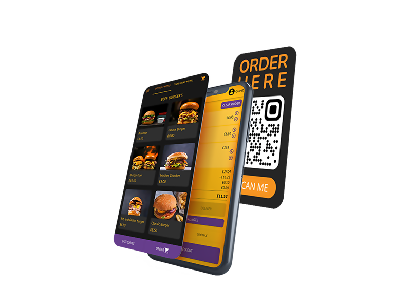 QR code menu on restaurant table for contactless ordering