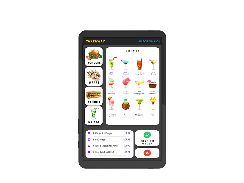 Customer using tablet kiosk to place order